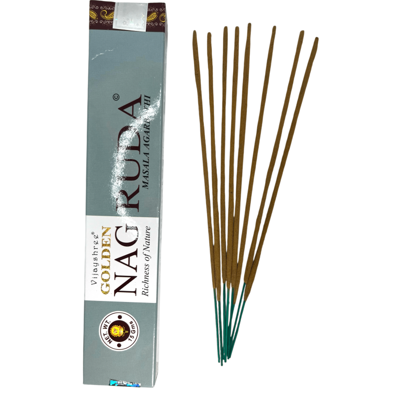 Arruda Vijayshree Fragrance GOLDEN NAG Rue Incense - 1 Pack of 15gr.-GOLDEN INCENSE-HOSTENATURA