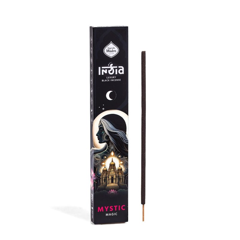 India Black Mystic Holy Mother Magic Incense - 8 grubych patyczków-Czarne Indie Kadzidło Święta Matka-HOSTENATURA