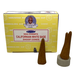 Cônes de Sauge Blanche de Californie Satya Sauge Blanche de Californie - Boîte de 12 cônes d’encens