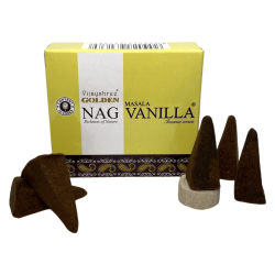 Cones de Baunilha Vijayshree Golden Nag - Caixa de 10 cones de incenso