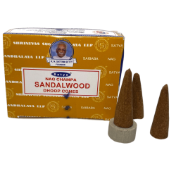 Cones de Sândalo Cones de Sândalo Dhoop Cones - Caixa de 12 cones de incenso