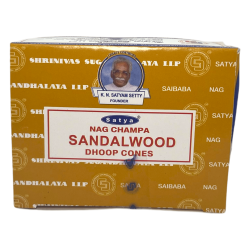 Conos Sándalo Satya Sandalwood Dhoop Cones - Cajita de 12 conos de incienso