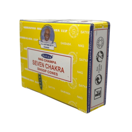 Zeven Chakra Kegels Satya Zeven Chakra Dhoop Kegels - Doosje met 12 wierook kegels