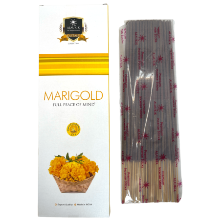 Encens Calendula Alaukik Marigold - Grand Pack 90gr - 55-65 sticks - Fabriqué en Inde
