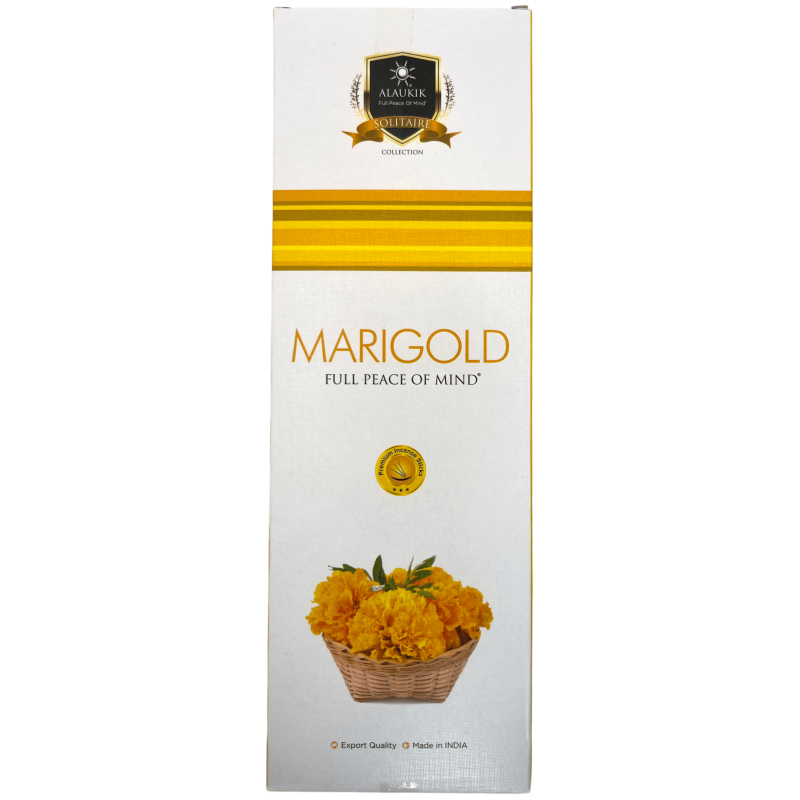 Kadzidło Alaukik Marigold Calendula - Duże opakowanie 90gr - 55-65 patyczków - Wyprodukowano w Indiach-KADZIDŁO ALAUKIK-HOSTENATURA