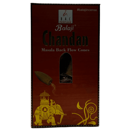 BALAJI Chandan Sandalwood Masala Reflux Kadzidełka w stożkach - Pudełko 10 szyszek
