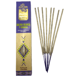 Incienso Sahumerio Salvia Blanca i Lavanda Mystic Spirits Purificación y Serenidad - 8 varetes artesanals