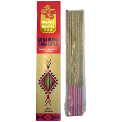 Incienso Sahumerio Salvia Blanca y Rosa Salvaje Mystic Spirits Amor y armonía - 8 varillas artesanales