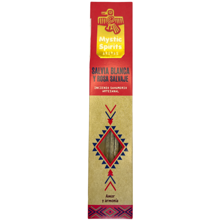 Incienso Sahumerio Salvia Blanca y Rosa Salvaje Mystic Spirits Amor y armonía - 8 varillas artesanales