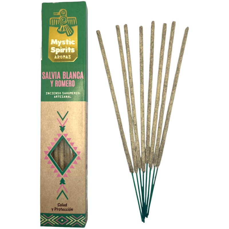 Incense Sahumerio White Sage and Rosemary Mystic Spirits Health and Protection - 8 craft sticks-MYSTIC SPIRITS-HOSTENATURA