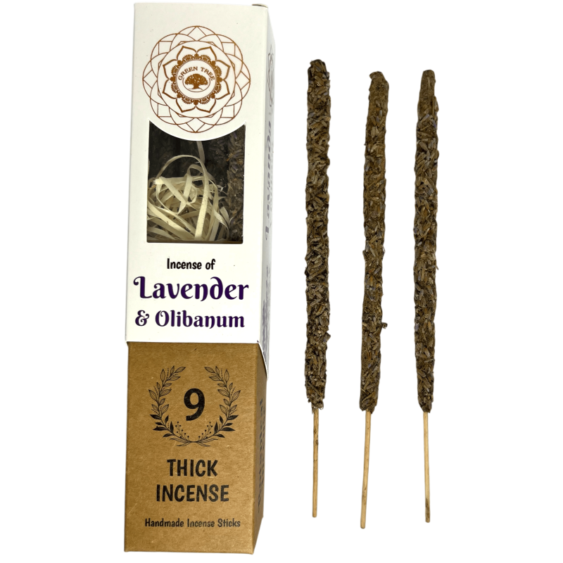 Green Tree Lavender and Frankincense Botanical Incense - 9 thick handmade herbal sticks-Incienso Botanical Green Tree - Inciensos hechos a mano con hierbas naturales-HOSTENATURA