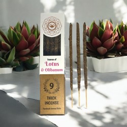 Encens botanique de lotus et d’encens vert - 9 bâtonnets d’herbes artisanales épais