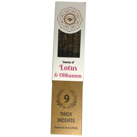 Encens botanique de lotus et d’encens vert - 9 bâtonnets d’herbes artisanales épais