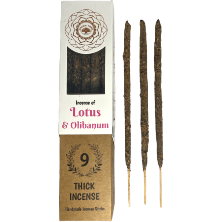 Encens botanique de lotus et d’encens vert - 9 bâtonnets d’herbes artisanales épais