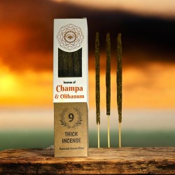 Green Tree Champa and Frankincense Botanical Incense - 9 thick handmade herbal sticks