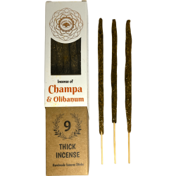 Green Tree Champa and Frankincense Botanical Incense - 9 thick handmade herbal sticks