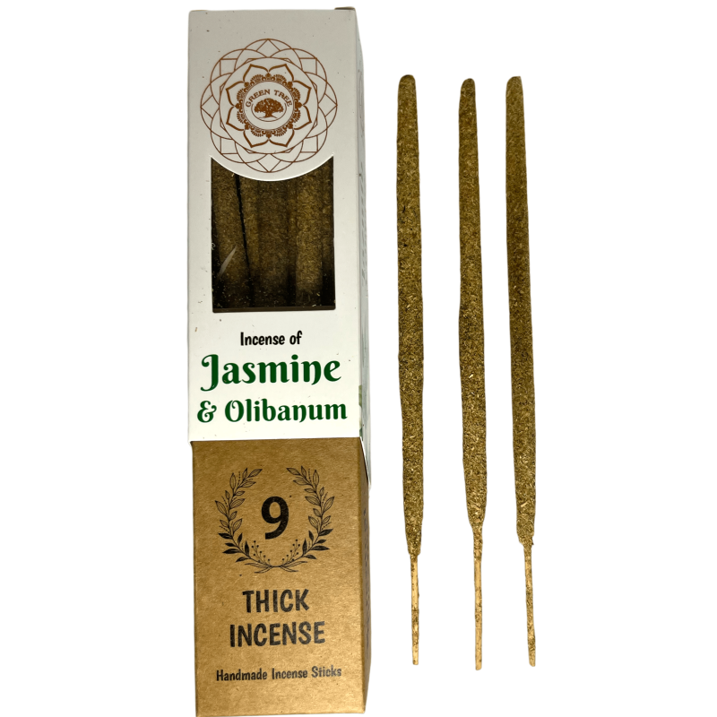 Green Tree Botanical Incense Jasmine & Frankincense - 9 thick craft herbal sticks-Incienso Botanical Green Tree - Inciensos hechos a mano con hierbas naturales-HOSTENATURA