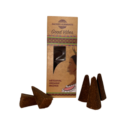 Cones de Incenso Good Vibes Sacred Elements Good Vibrations HEM - Caixa com 10 grandes cones de incenso artesanal