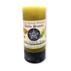 Bougie Palo Santo avec Rue Soul Élimination des Energies Négatives - Bougies et Arômes - Huiles Essentielles - 60h durée 14x6cm