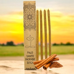 Palo Santo Incense with Artisan Cinnamon Top Premium - 4 thick handmade sticks made in Peru