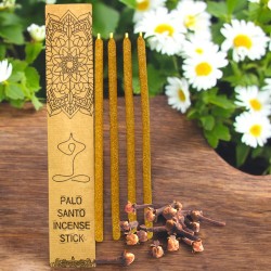 Palo Santo Incense with Artisan Top Premium Clove - 4 thick handmade sticks made in Peru