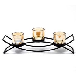 Iron Candle Holder - Silhouette- 3 Cups