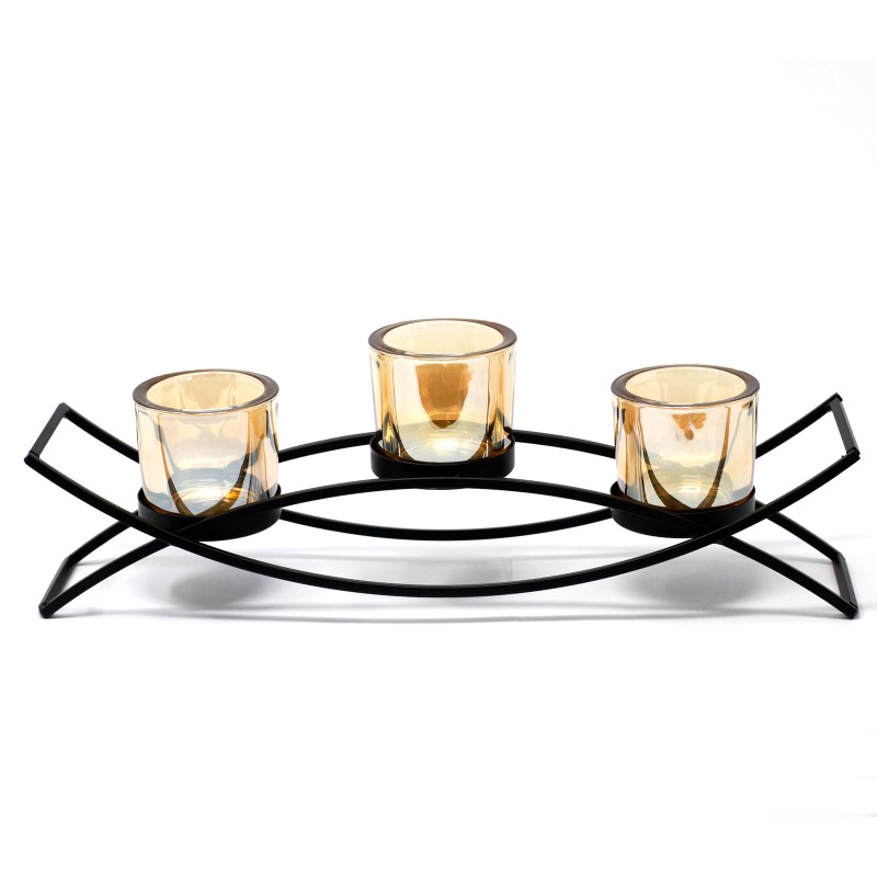 Iron Candle Holder - Silhouette- 3 Cups-IRON CENTERPIECE CANDLESTICKS-HOSTENATURA