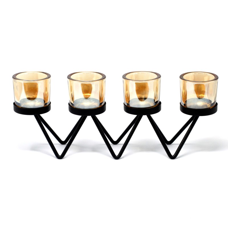 Iron Candlestick - zigzag- 4 Cups-IRON CENTERPIECE CANDLESTICKS-HOSTENATURA