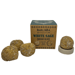 White Sage Incense Bombs BANJARA Activated Defumation Joy, Emotion and Magic - 5 bombs with stand