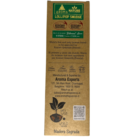 Kit de Incienso Lollipop Aroma Nature - 9 varillas piruleta de incienso naturales de 30 minutos cada una - Ecocert Ecoartesanal