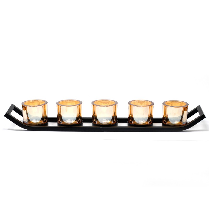 Iron Candlestick - Shelf- 5 Cups-IRON CENTERPIECE CANDLESTICKS-HOSTENATURA