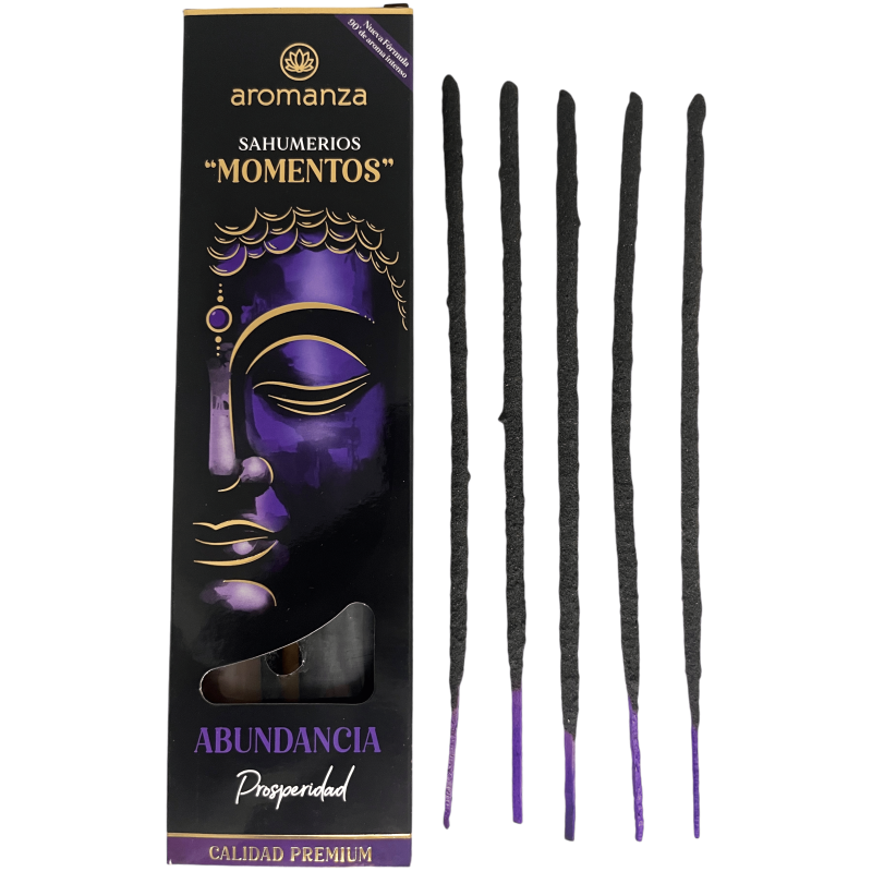 Sahumerio Moments Abundance Prosperity Incense Aromanza Argentina - 5 أعواد حرفية سميكة-ساهوميريوس لحظات أرومانزا-HOSTENATURA