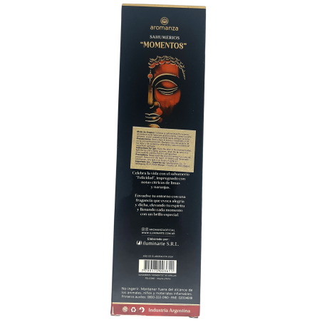 Sahumerio Momentos Felicidad Alegría y Dicha Inciensos Aromanza Argentina - 5 varillas gruesas artesanales