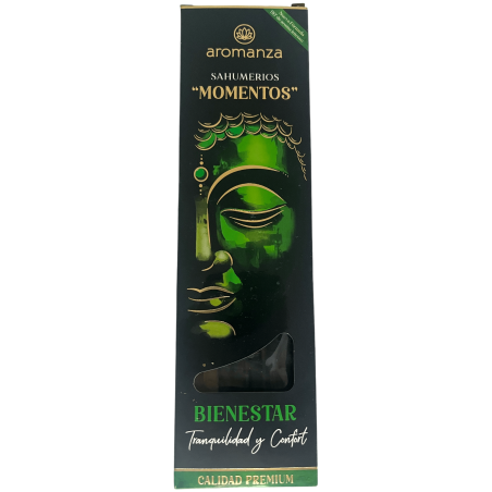 Sahumerio Momentos Bienestar Tranquilidad y Confort Inciensos Aromanza Argentina - 5 varillas gruesas artesanales
