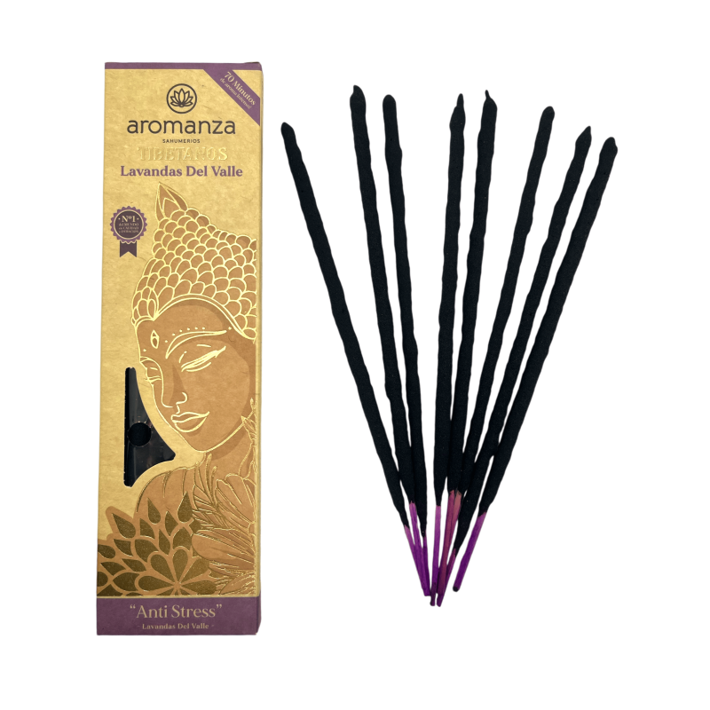 Incenso Tibetano Lavandas do Vale Incenso Anti Stress Aromanza Argentina - Incenso Feito à Mão 8 Varetas Extra Grossas-Incenso tibetano de Aromanza Incense Argentina-HOSTENATURA