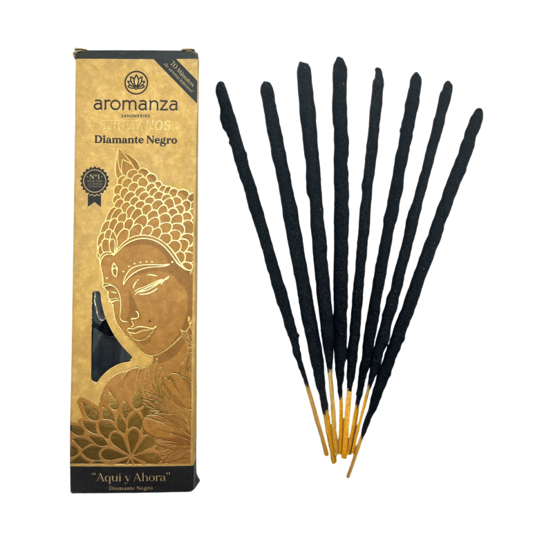 Incenso Tibetano Diamante Negro Aqui e Agora Incenso Aromanza Argentina - Incenso Feito à Mão 8 bastões extra grossos-Incenso tibetano de Aromanza Incense Argentina-HOSTENATURA