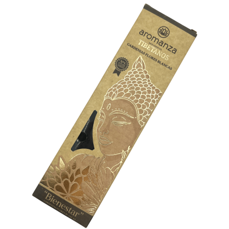 Incenso Tibetano Gardênias Flores Brancas Incenso de Bem-Estar Aromanza Argentina - Incenso Artesanal 8 varetas extra grossas