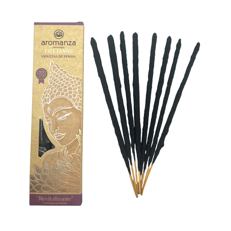 Incenso Tibetano Violetas da Pérsia Incenso Revitalizante Aromanza Argentina - Incenso feito à mão 8 bastões extra grossos-Incenso tibetano de Aromanza Incense Argentina-HOSTENATURA