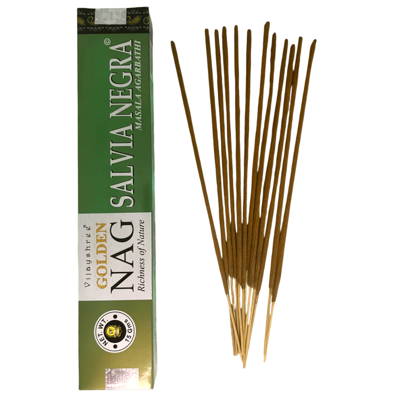 Black Sage Incense GOLDEN NAG Black Sage Vijayshree Fragrance - 1 Pack of 15gr.-GOLDEN INCENSE-HOSTENATURA