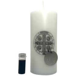 Esoteric Candle San Benito for Protection and Ward Off Evils - Includes Medal, Ritual and Oil