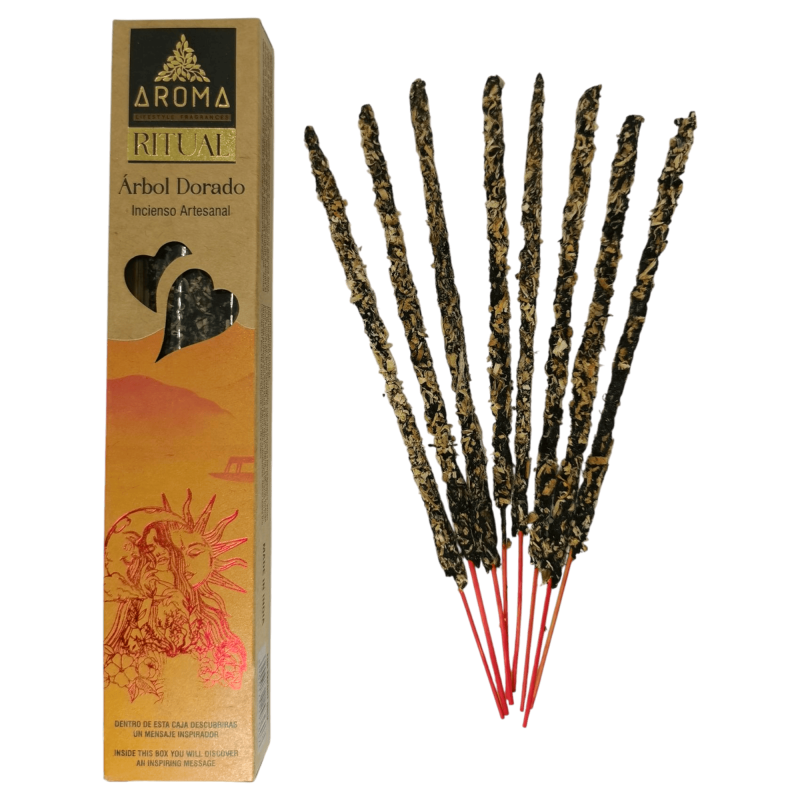 Golden Tree Ritual Räucherstäbchen AROMA Artisan Räucherstäbchen - 20 Gramm Schachtel mit inspirierender Botschaft-Ritual-Räucherstäbchen AROMA Düfte-HOSTENATURA