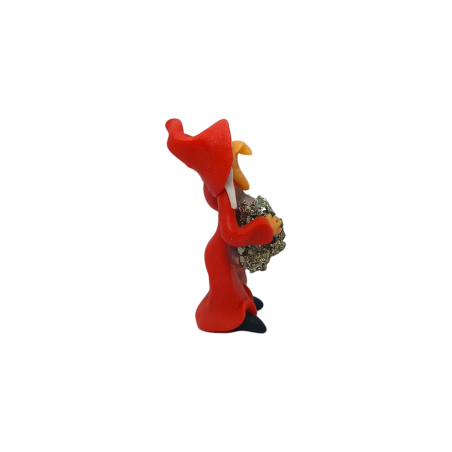Witch with Palo Santo and Pyrite 5cm Red - Protection, Cleansing, Wisdom, Wealth and Prosperity