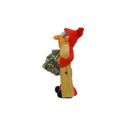 Goblin with Palo Santo and Pyrite 5cm Red - Double protection, good luck, wealth and prosperity