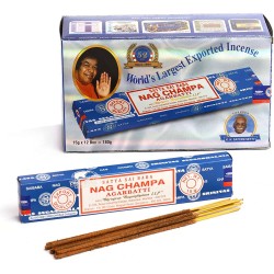 Satya Nag Champa Sai Baba Box - Boîte de 12 paquets d’encens