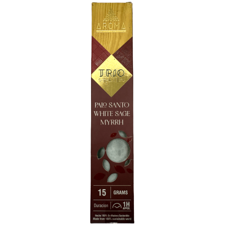Incenso AROMA Trio Palo Santo, Sálvia Branca e Mirra - Trio Series 1 pacote 15gr.