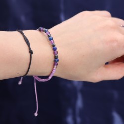 Bougie du zodiaque Verseau avec bracelet de pierres précieuses - Bougie de soja avec bracelet améthyste, lapis-lazuli et hématit