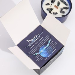 Pisces Zodiac Candle with Gemstone Bracelet - Soy Candle with Moonstone, Turquoise and Aquamarine Bracelet - 22h