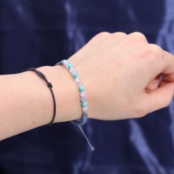 Bougie du zodiaque Poissons avec bracelet de pierres précieuses - Bougie de soja avec pierre de lune, turquoise et aigue-marine