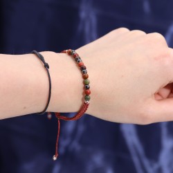 Bougie du zodiaque Bélier avec bracelet de pierres précieuses - Bougie de soja avec jaspe rouge, hélitrope et bracelet hématite