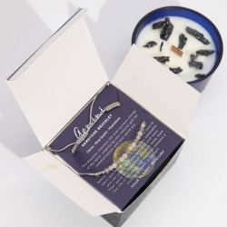 Lumânare Gemeni Zodiac cu Brățară cu pietre prețioase - Lumânare de soia cu Brățară Citrin, Cuarț Roz, Piatră Luna - 22h